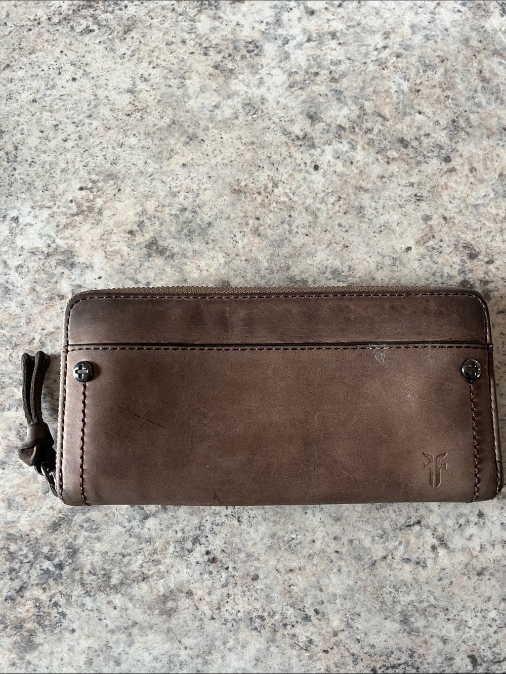 Fyre Lily Gray Zip Around Leather Wallet
